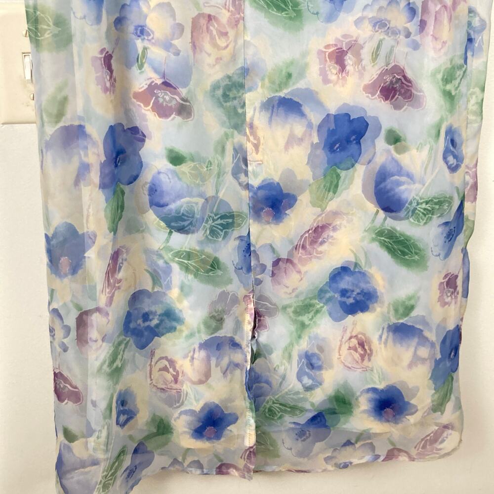 VTG Womens White & Blue Sheer Floral Maxi Skirt XS Fairy Cottage Ethereal Y2K - Picture 8 of 9